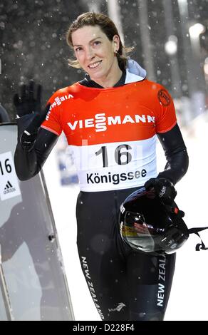 Koenigssee, Germania. 11 gennaio 2013. Lo scheletro FIBT Coppa del Mondo donne immagine mostra Katherine Eustace NZL Foto Stock