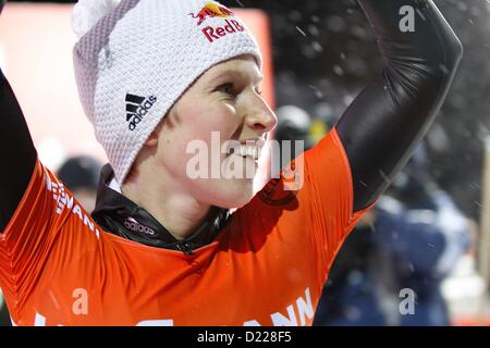 Koenigssee, Germania. 11 gennaio 2013. Lo scheletro FIBT Coppa del Mondo donne immagine mostra Anja Huber ger Foto Stock