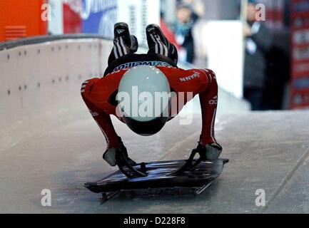 Koenigssee, Germania. 11 gennaio 2013. Lo scheletro FIBT Coppa del Mondo donne immagine mostra Janine gregge AUT Foto Stock