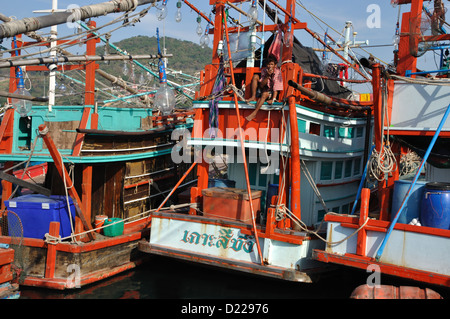 Porto di pesca Koh Sichang Thailandia Foto Stock