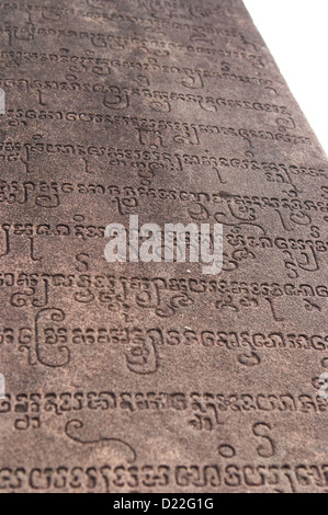 Dettaglio della scrittura scolpiti nella pietra al mio figlio Cham resti in Vietnam Foto Stock