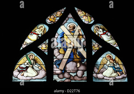 Saint Andrew, vetrate, Saint Severin chiesa, Parigi, Francia Foto Stock