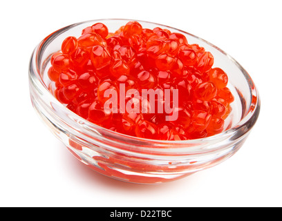 Il caviale coppa rosso su sfondo bianco Foto Stock