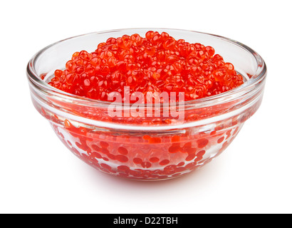 Il caviale coppa rosso su sfondo bianco Foto Stock
