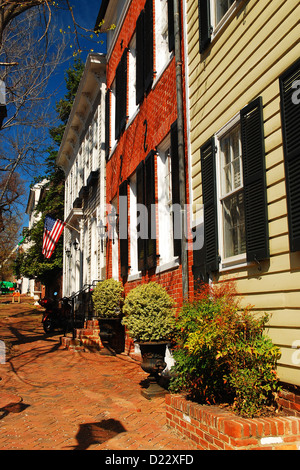 Un quartiere residenziale nel centro storico di Alexandria in Virginia Foto Stock