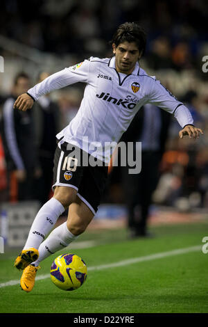 12.01.2013 Valencia, Spagna. Centrocampista mai Banega del Valencia CF in azione durante la spagnola La Liga gioco tra Valencia CF e Sevilla CF dal Mestalla. Foto Stock