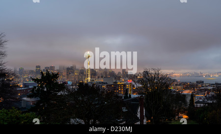 Seattle all'alba visto da Kerry Park, Washington, Stati Uniti d'America Foto Stock