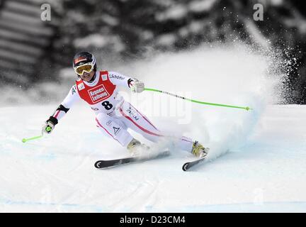 St Anton, Austria. Xiii gen, 2013. Sci Alpino FIS World Cup Super G per le donne Elisabeth Goergl AUT Foto Stock