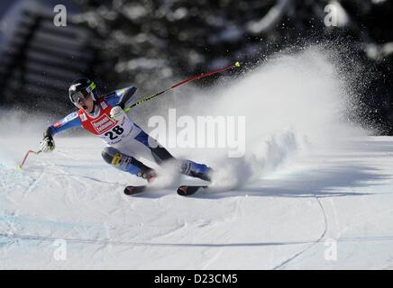 St Anton, Austria. Xiii gen, 2013. Sci Alpino FIS World Cup Super G per le donne Laurenne Ross USA Foto Stock