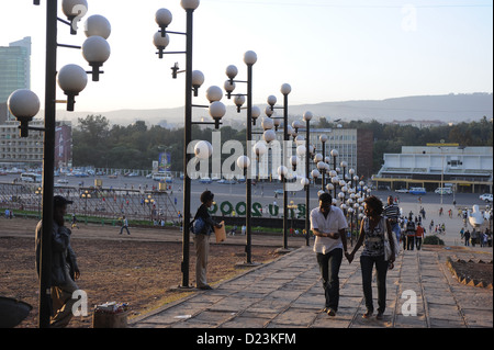 Addis Abeba, Etiopia, serata a piazza Meskel Meskel Square. Foto Stock