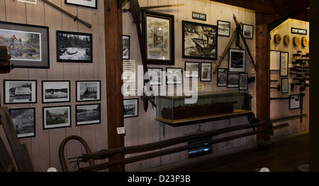 Mostra a Camp 5 Logging Camp Museum di Laona, Wisconsin Foto Stock