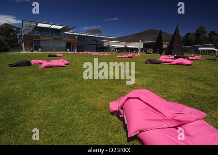 Beanbags sul prato fuori MONA, Morrilla station wagon, Hobart, Tasmania. N. PR o MR Foto Stock