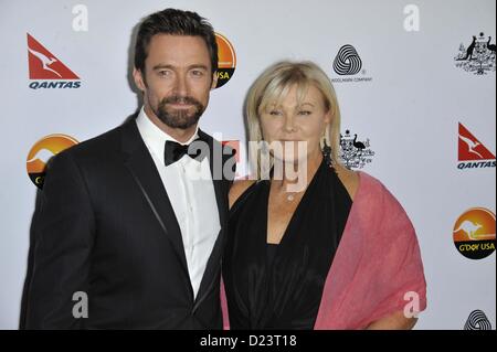 Los Angeles, California, USA. Il 12 gennaio 2013. Hugh Jackman frequentando il 2013 G'Day USA Los Angeles Black Tie gala tenutosi presso il JW Marriot a LA LIVE a Los Angeles, la California il 12 gennaio 2013. 2013(Immagine di credito: © D. lunga/Globe foto/ZUMAPRESS.com) Foto Stock