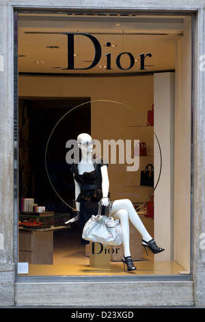 Roma, Italia, vetrina per Dior Foto Stock