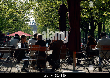 Berlino, Germania, il viale Unter den Linden in primavera Foto Stock