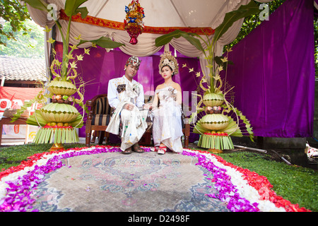 BALI - febbraio 11. Giovane emanazione della scena del matrimonio in preparazione per la cerimonia religiosa il 11 febbraio, 2012 a Bali, Indonesia. Foto Stock