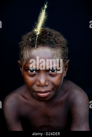 Da ragazzo Langania Village, Nuova Irlanda Isola, Papua Nuova Guinea Foto Stock