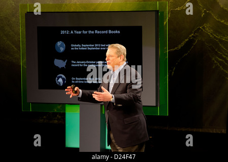 Ex vicepresidente Al Gore parla alla conferenza sui cambiamenti climatici che si terrà a New York. Foto Stock