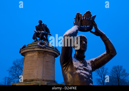 Gower Memorial in inverno, Stratford-upon-Avon, Regno Unito Foto Stock