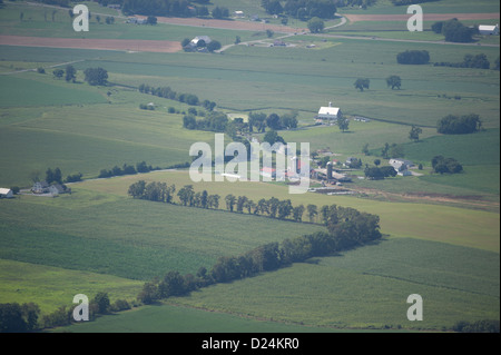 Vista aerea del Mason Dixon Line e aziende agricole, penna Mar Foto Stock