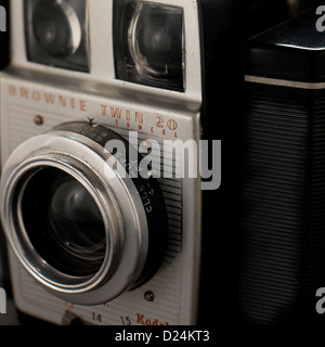Vecchia Kodak Brownie twin 20 fotocamera, close-up Foto Stock