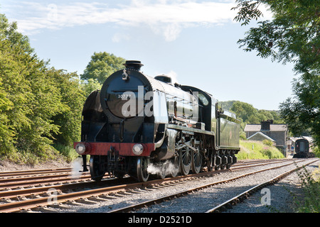 Locomotiva a vapore sul Wensleydale Railway Foto Stock