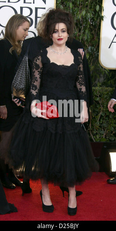 Attrice britannica Helena Bonham Carter arriva al settantesimo Annuale di Golden Globe Awards presentato dalla Hollywood Foreign Press Association, HFPA, presso l'Hotel Beverly Hilton di Beverly Hills, Stati Uniti d'America, il 13 gennaio 2013. Foto: Hubert Boesl Foto Stock