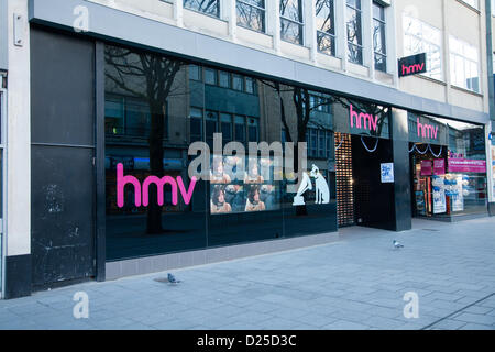 Bristol, Regno Unito. Il 15 gennaio 2013. HMV store frontage in Bristol. Credito: Rob Hawkins / Alamy Live News Foto Stock