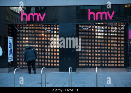 Bristol, Regno Unito. Il 15 gennaio 2013. HMV store frontage in Bristol. Credito: Rob Hawkins / Alamy Live News Foto Stock