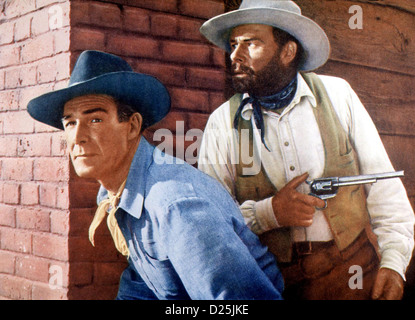 Donnernde Hufe Thunder su pianure Randolph Scott Lane Chandler Obwohl capitano David Porter (Randolph Scott,l) nicht Foto Stock