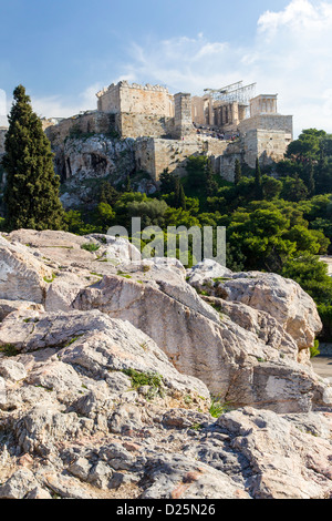 Vista dal areopago Hill, Atene, Grecia. Foto Stock