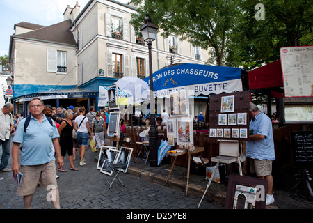 Artisti street a Montmatre, Parigi, Francia Foto Stock