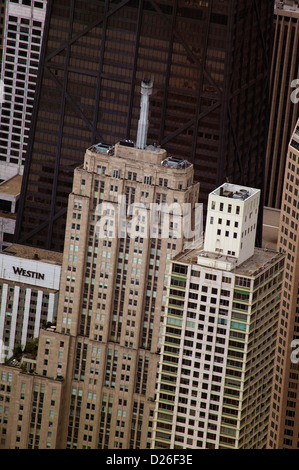 Fotografia aerea grattacieli compresi Palmolive Building, John Hancock Center, Westin, Chicago, Illinois Foto Stock
