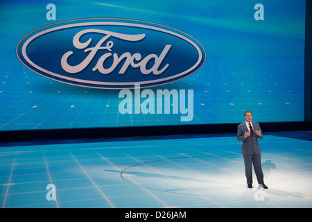 Detroit, Michigan - Ford Motor Co. presidente esecutivo William Clay Ford, Jr. parla come l'azienda introduce il concetto di Atlas carrello al North American International Auto Show. L'Atlas dovrebbe essere la base per una futura versione di F-150 Pickup. Foto Stock