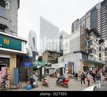 Tagliate a fette il blocco di porosità, Chengdu, in Cina. Architetto: Steven Holl Architects, 2013. Foto Stock