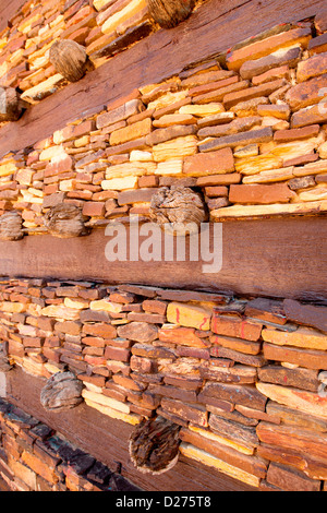 Dettaglio del decimo secolo Abuna Aregawi chiesa di Debre Damo monastero sul confine eritreo nel Tigray, Nord dell'Etiopia. Foto Stock