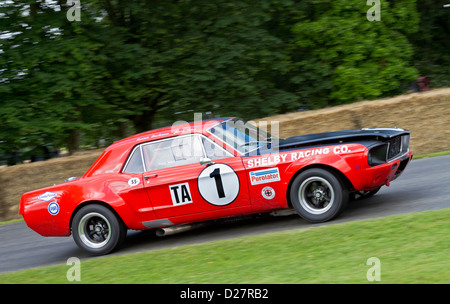 1967 Ford Mustang Trans-Am con driver Manfred Lebek al 2012 Goodwood Festival of Speed, Sussex, Regno Unito. Foto Stock