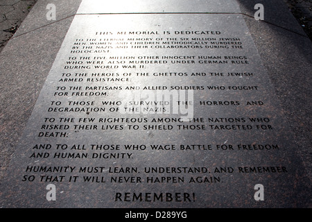 Parte del monumento commemorativo dell'Olocausto in Sheepshead Bay, Brooklyn, New York Foto Stock