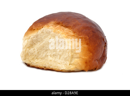 Pane focaccia lungo. Esso è isolato su sfondo bianco Foto Stock