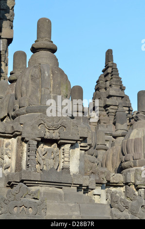 Alcuni dettagli del tempio hindhu presso il Candi Prambanan; Yogyakarta, Java. Indonesia Foto Stock