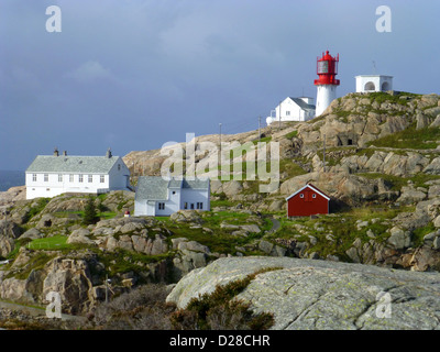 Faro di Lindesnes, il punto più a sud della Norvegia Foto Stock