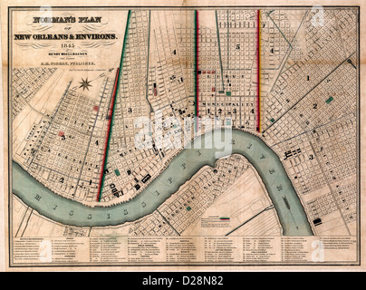 Norman ha un progetto di New Orleans e dintorni, 1845. Foto Stock