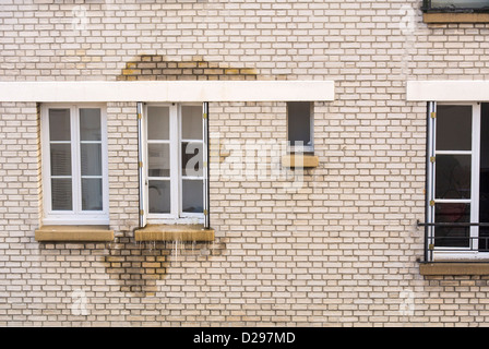 Muro di mattoni, Parigi, Francia, dettaglio, facciata, Appartamento Edificio, i danni causati dall'acqua, tubi rotti, Cold Winter Foto Stock