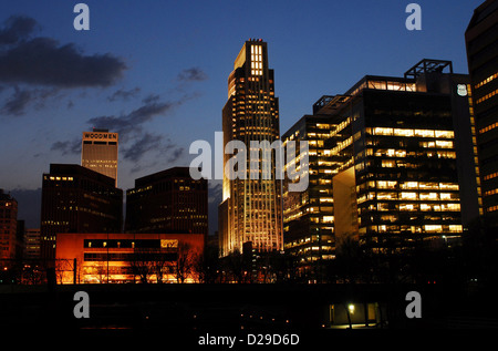 Omaha, Nebraska skyline notturno Foto Stock