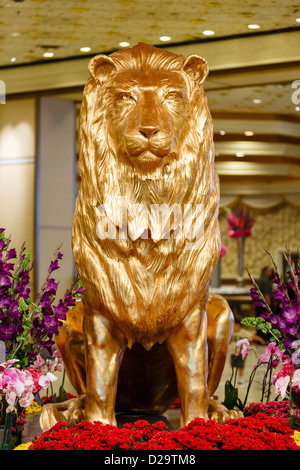 Statua di leone MGM al MGM Grand Hotel di Las Vegas Foto Stock