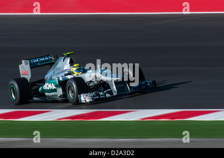 Nico Rosberg nella sua Formula 1 Mercedes durante la qualificazione per il 2012 US Grand Prix al circuito delle Americhe di Austin, TX Foto Stock