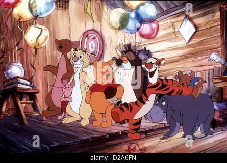 Tigger's Grosses Abenteuer Tigger Movie, Kanga, Piglet Winnie Pooh, Owl, Eyeore, Roo, Tigger (vorn) *** Caption locale *** Foto Stock