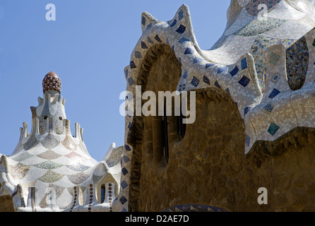Spagna, Barcellona, il Parco Guell pavillon Foto Stock