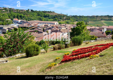 Vista Aeriel di villaggio Lautrec nel sud della Francia. Regione Midi-Pyrénées, Dipartimento del Tarn Foto Stock