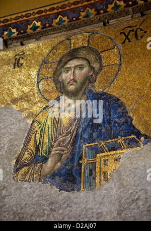 La Deesis mosaico mosaico di Gesù, patrimonio mondiale dell UNESCO, Hagia Sophia Istanbul Turchia, Foto Stock